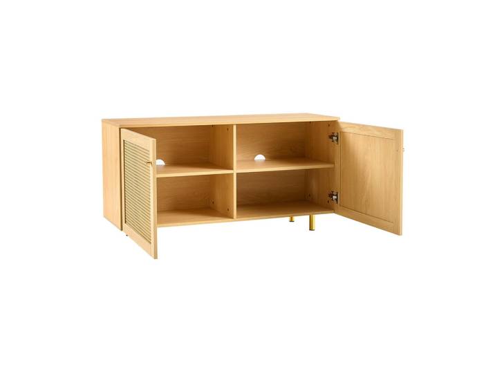 Flora Grace Sideboard 120/40/63 cm in Natur mit Rattangeflecht und 2 Türen, Naturfarben, 120x63x40 cm, Kleinmöbel, Kommoden, Sideboards