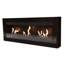 PURLINE Schwarzer Panorama-Bio-Wandkamin mit dreifacher Flamme MELIBEA B