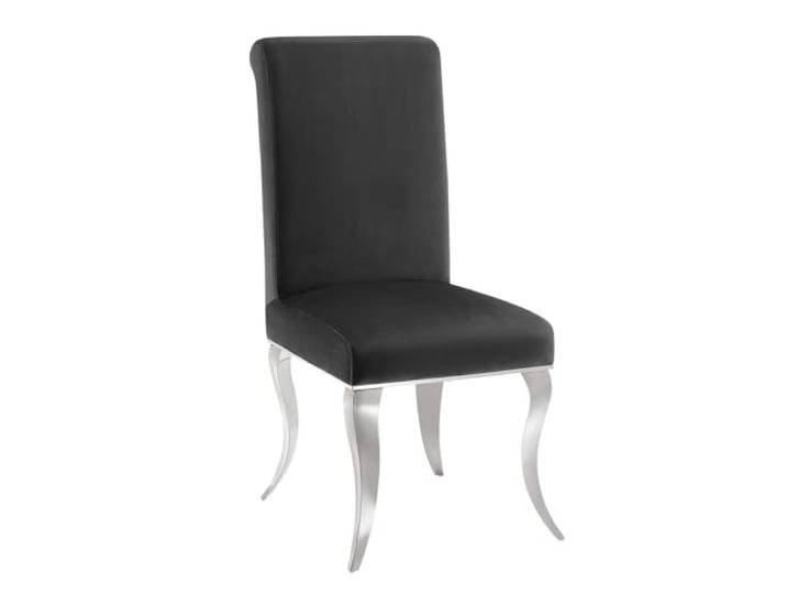 Stuhl MODERN BAROCK DELUXE - 105cm - schwarz silber - Samt Edelstahl-Beine hoher Komfort, bequeme Polsterung, stabil, Design, Eyecatcher