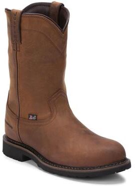 "Justin Original Workboots Drywall 10"" WP Round Steel Toe - Mens 11 Tan Boot D"