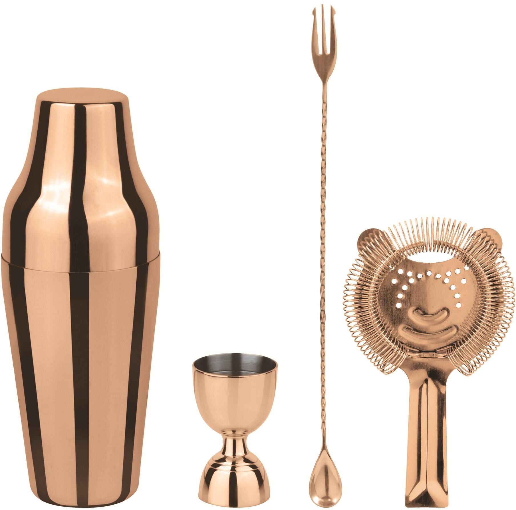 Cocktail Shaker "Paderno Parisian 4tlg. kupfer", braun, H:24cm Ø:9,5cm, Shaker, Cocktail Shaker braun Einheitsgröße