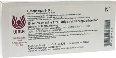 WALA Heilmittel GmbH OESOPHAGUS GL D 5 Ampullen 10X1 ml 02944171