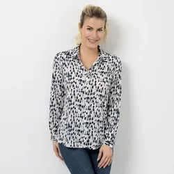 VIA MILANO Bluse, 1/1-Arm Kragen Knopfleiste figurumspielend