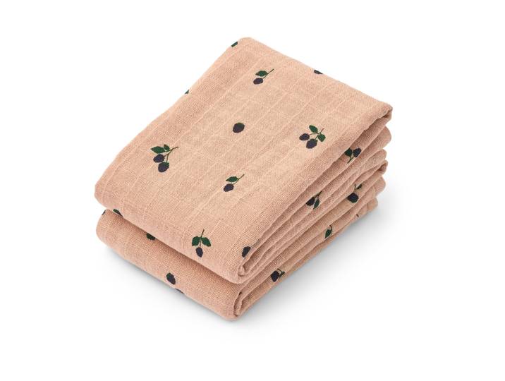 Liewood Couverture en mousseline Lewis Lot de 2 65x65 cm Mini Berry-Pale tuscany