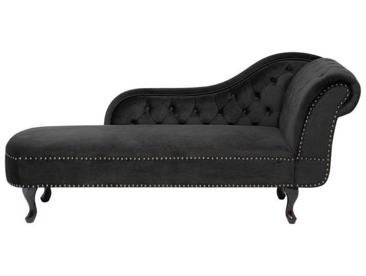Méridienne Chesterfield côté droit en velours noir NIMES