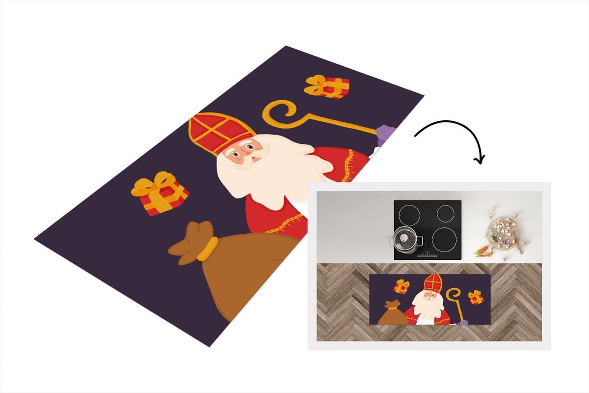 Keukenloper Sinterklaas van vinyl - 120 x 50 cm