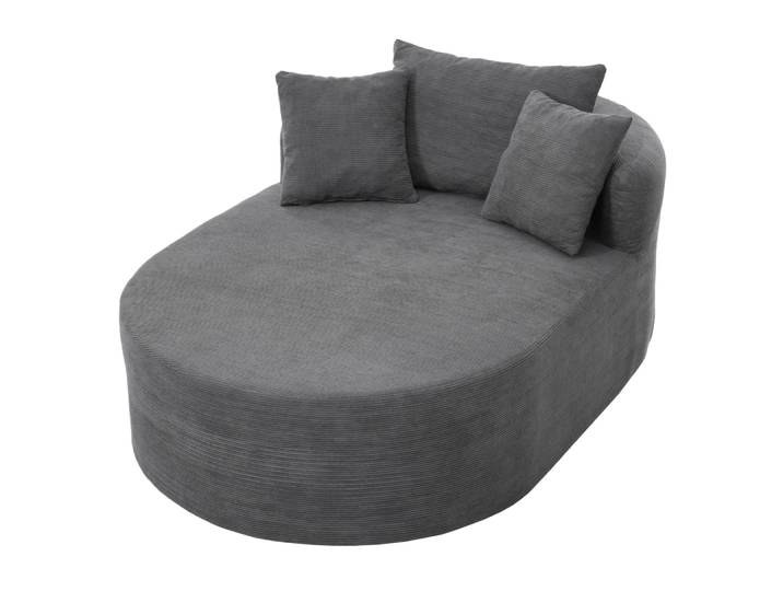 Fauteuil relax ovale en velours polyester côtelé gris foncé