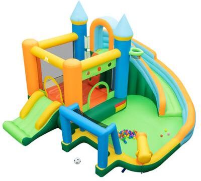 Costway Inflatable Water Slide Blowup Bounce House with Dual Slides and Splash Pool (Without Blower)