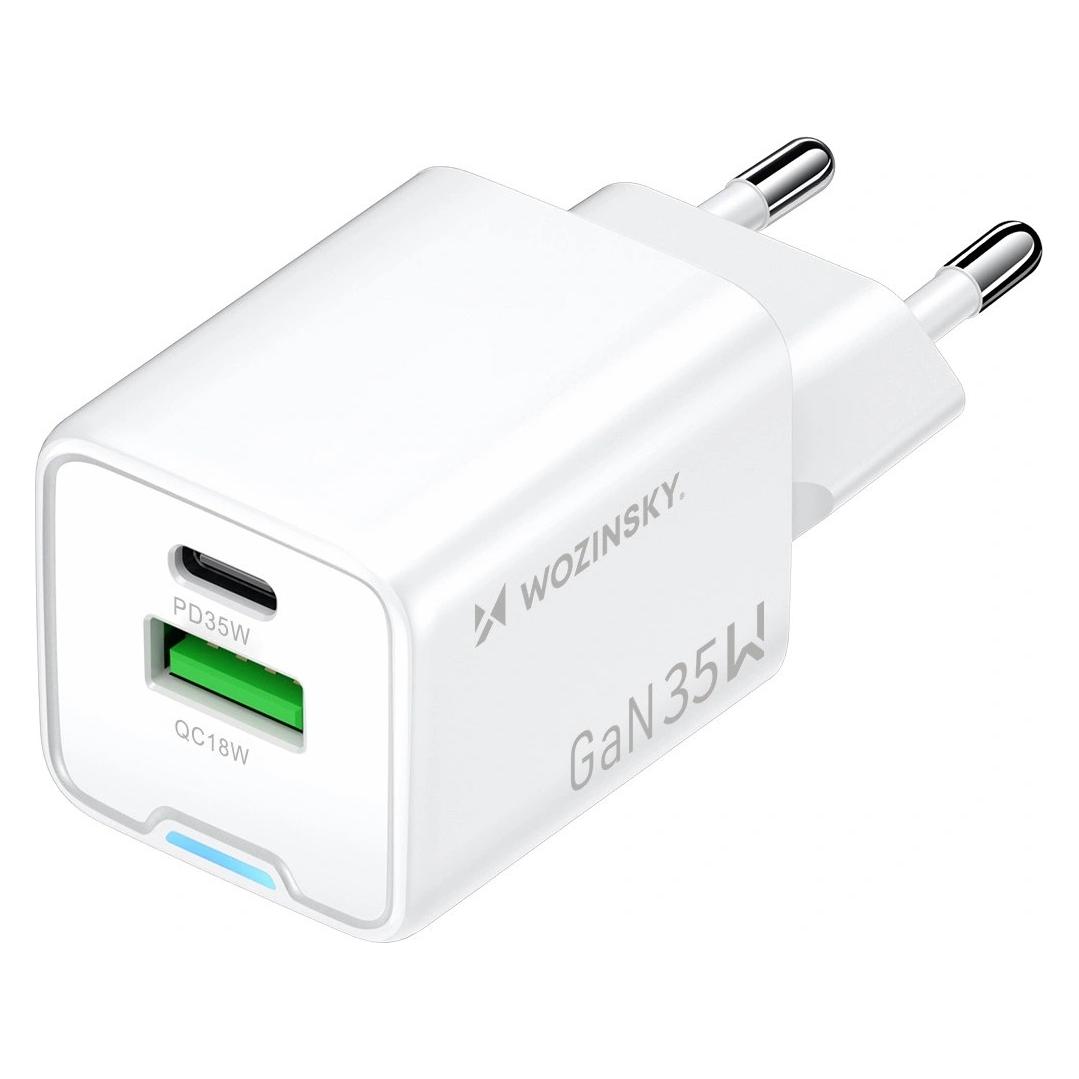 Wozinsky WWC-35W GaN USB-A + USB-C Wandladegerät - Weiss (35 W, 2 Ports) (1409315874)