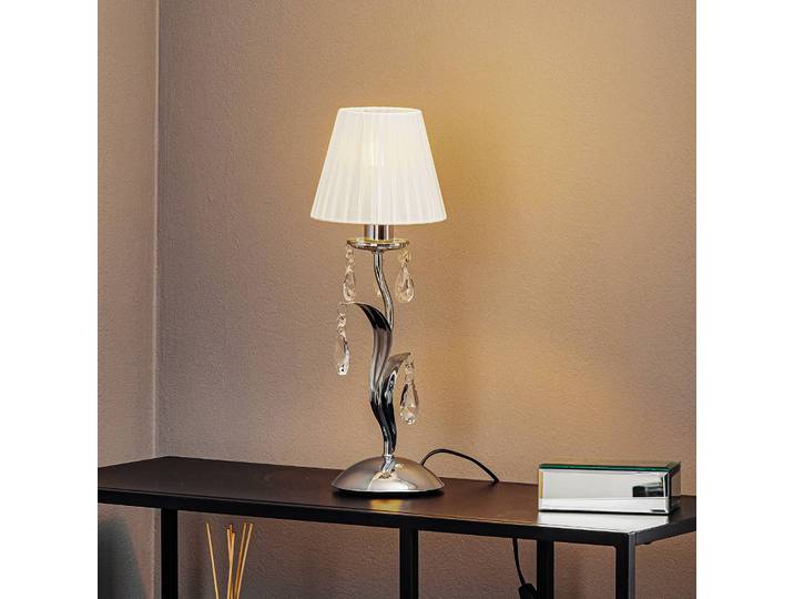 Tischleuchte Jacqueline, einflammig, weiß Jacqueline ONLI, chrom / silber, für Wohn- / Esszimmer, Metall, Tischlampe