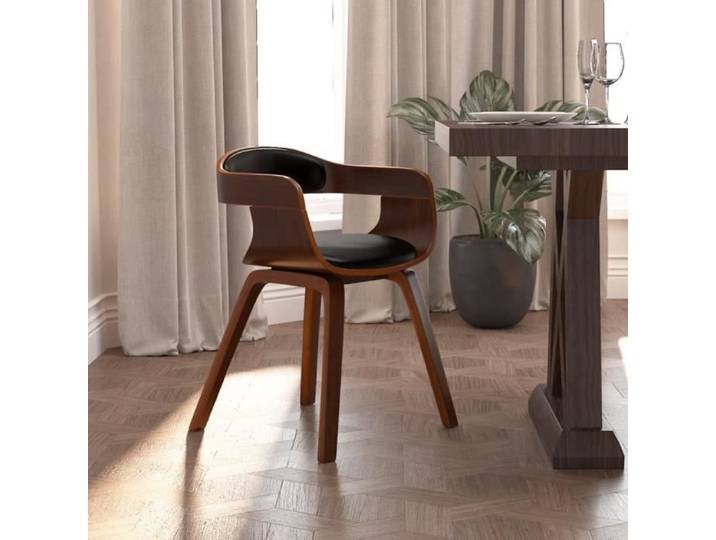 BINGO - TOP Chaise de salle à manger Noir Bois courbé et similicuir Chaises de cuisine Meuble de cuisine J*654