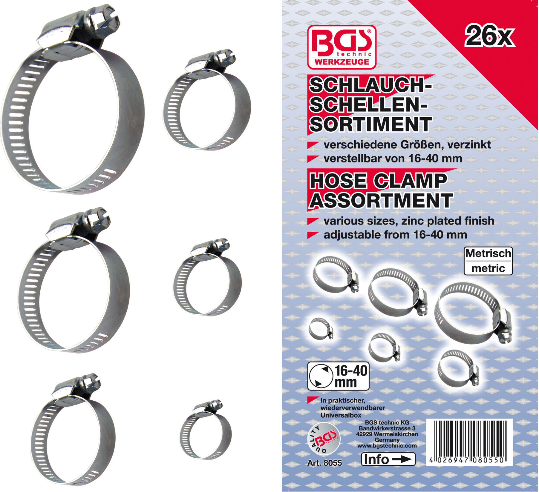 BGS Schlauchklemmen-Sortiment 26-tlg. ; BGS technic (8055)