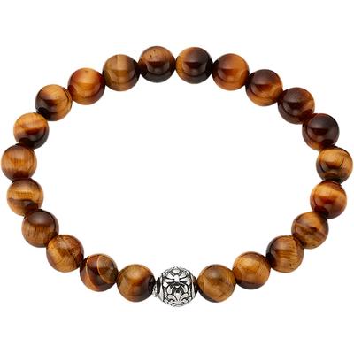 Armband BRUNO BANANI "Schmuck Geschenk felxibles Tigeraugenarband mit Edelstahlkugel", braun (edelstahlfarben, braun, braun), Armbänder, Damen, 21cm, Edelstahl Polyamid, Edelstahl, Polyamid, Armband, mit Tigerauge (synth.)