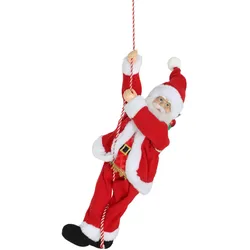 WEIHNACHTSMANN 60 cm Singend und Kletternd Weihnachtsmann mit Geschenk Seil