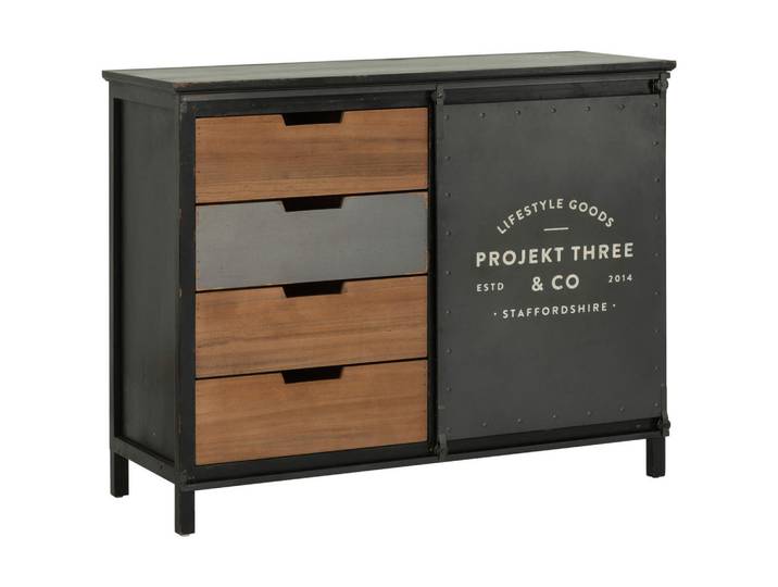 Livetastic Kommode, Mehrfarbig, Holz, Metall, Tanne,Tanne, massiv, 1 Fächer, 4 Schublade(n) Schubladen, 120x96x45 cm, Fsc, Holzmöbel, Kleinmöbel Holz, Holzkommoden
