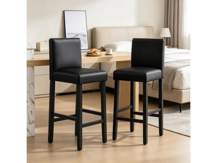 Chic chaise haute avec Backers Sous chaque jambe Noir Bar Chaise (seulement 2Pcs chaises) Set de 2 bars Tabouret cuisine