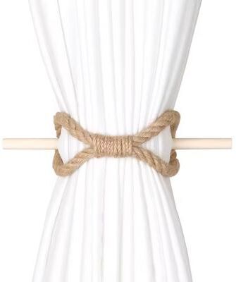 Inspire Select Solid Wooden Curtain Tieback Rustic Curtain Buckle & Holdback For Home Decor hemp