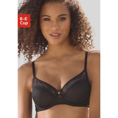 T-Shirt-BH VIVANCE, Damen, Gr. 75, Cup C, schwarz, Spitze, Obermaterial: 86% Polyamid, 14% Elasthan, BHs T-Shirt-BH, aus feinem Mesh-Material und Spitze in Leo-Optik, Dessous