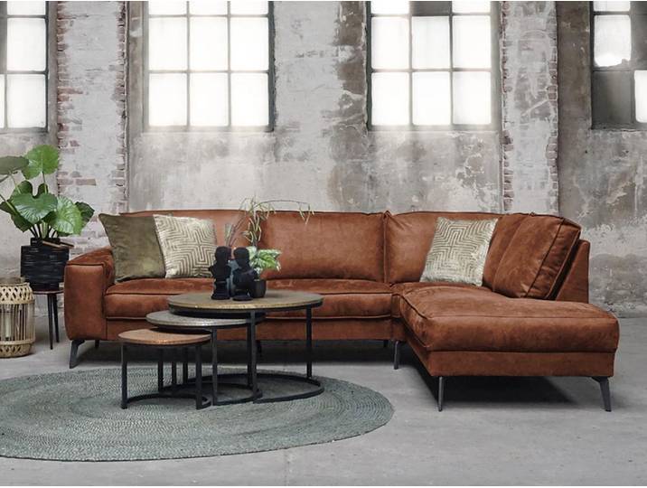 Cognacbraunes Ecksofa MICA Variante: Rechte Ecke