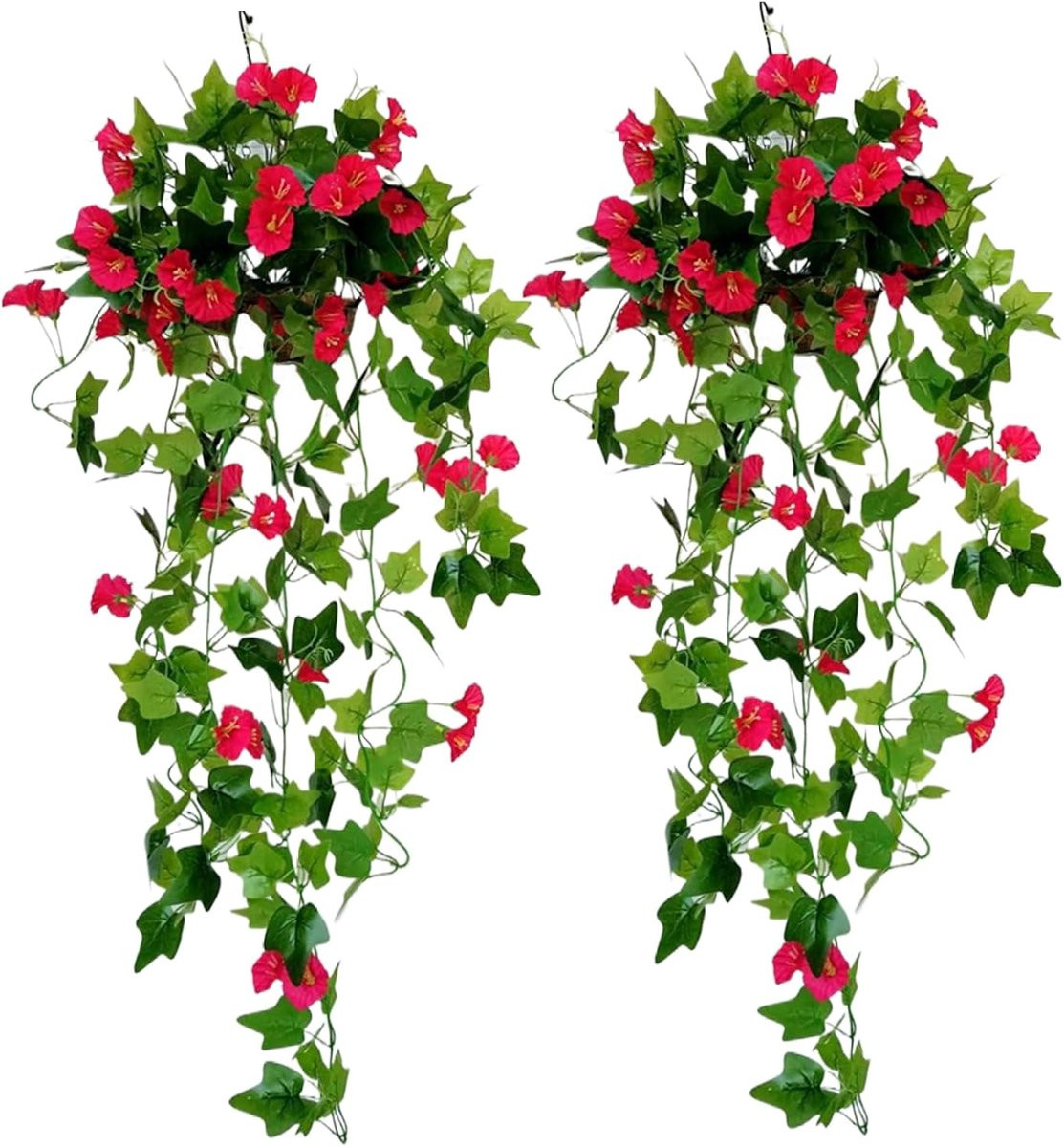 Rozerode kunstbloemen ranken voor buiten decoratie, 99 cm lang