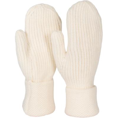 Fäustlinge STYLEBREAKER "Strick Fäustlinge mit gemustertem Bund", Damen, weiß (creme), Obermaterial: 100% Polyacryl PAN., Modisch, Handschuhe Fäustlinge