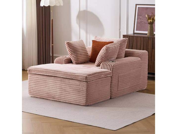 Canapé convertible d'angle 165x112x63 cm rose – sans montage 300 kg
