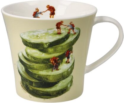 Tasse GOEBEL "Daria Rosso - Reaching Lighter Summits", beige (bunt), B:10cm H:9,5cm, Fine China-Porzellan, Trinkgefässe, Tasse, Füllmenge 0,35l bunt 9,5cm