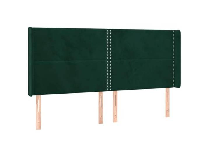 KTHLBRH Kopfteil für Ohren, dunkelgrün, 203 x 16 x 118/128 cm, aus Samt 100% Polyester-Samt, Schaumstofffüllung, höhenverstellbar, Beine aus Massivholz, 1 Kopfteil und 2 Ohren