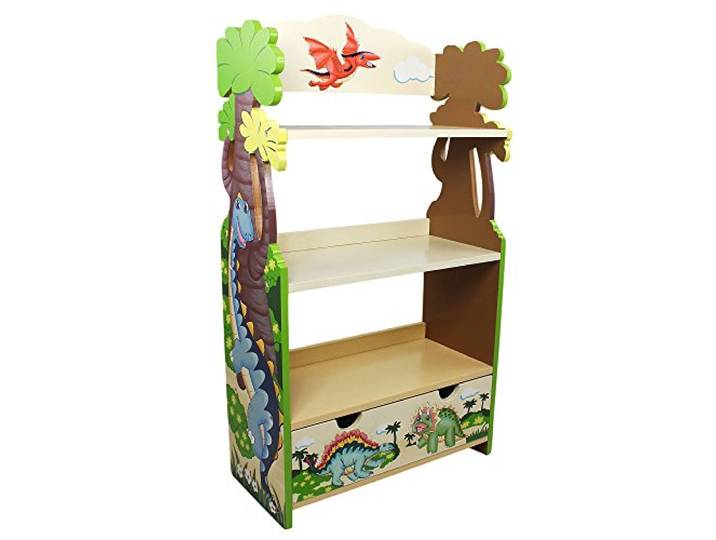 Fantasy Fields - Kinderbücherregal aus Holz Dinosaurier Holz Stauraum TD-0069A