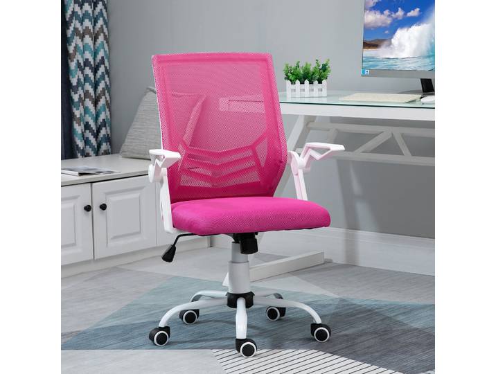 Vinsetto Chaise Bureau Ergonomique Pivotante Tissu Rose