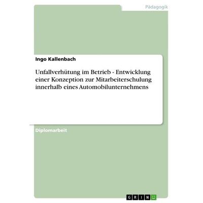 Unfallverhütung im Betrieb - Entwicklung einer Konzeption zur Mitarbeiterschulung innerhalb eines Automobilunternehmens, Taschenbuch von Ingo