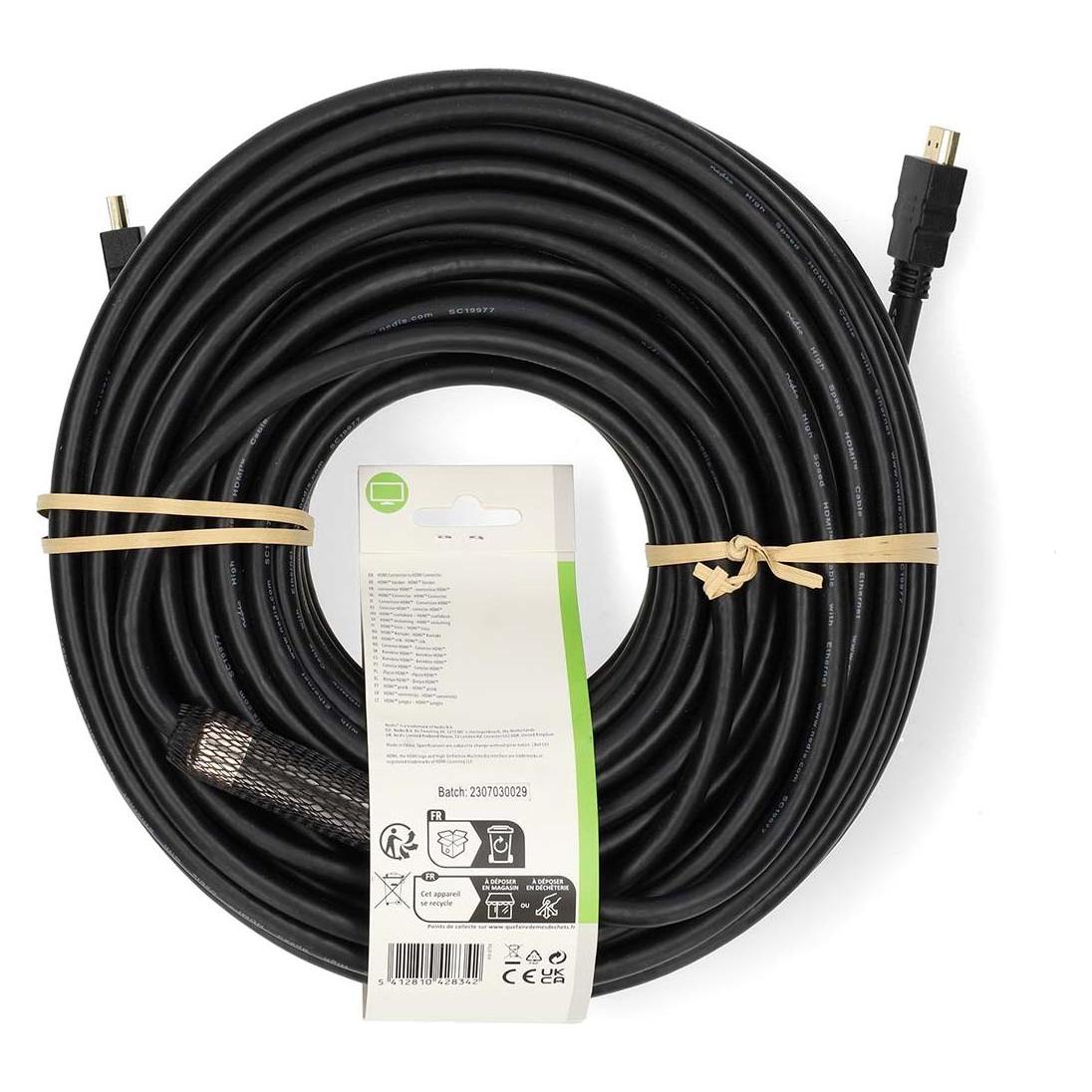 Nedis High Speed HDMI Kabel mit Ethernet | HDMI Stecker | HDMI Stecker | 4K@30Hz | ARC | 10.2 (30 m) (CVGL34002BK300)
