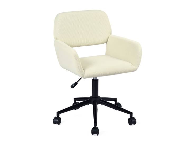 Chaise de bureau pivotante à 360° en velours côtelé – beige