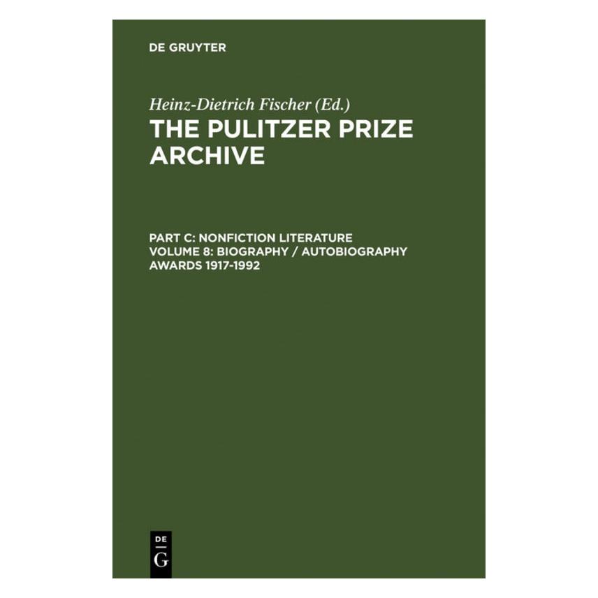 De Gruyter Biography / Autobiography Awards 1917-1 (Englisch, 1994) (67833672)