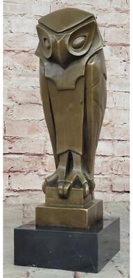 Bronzhaus Art Deco Owl Pure Vienna Bronze Statue On A Marble Base Figurine Sculpture Gift