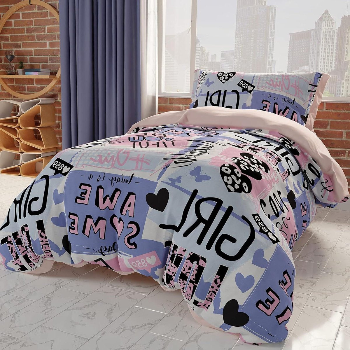 Dekbedovertrek Frans Bed met Digitale Print voor de Kinderkamer - Girl Cool - 200 x 200 cm