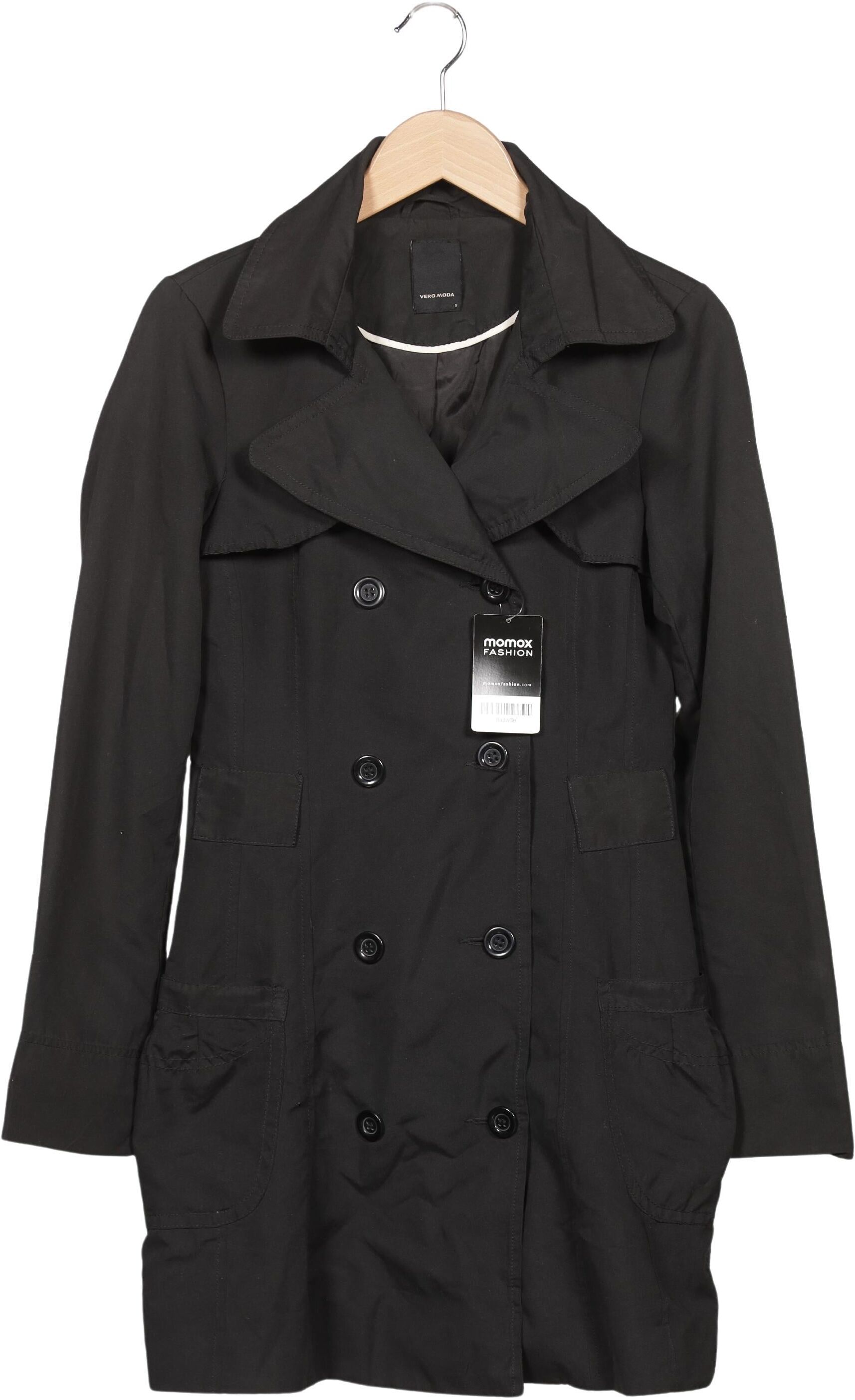 Vero Moda Damen Mantel, Schwarz, Gr. S, Synthetik - Second Hand
