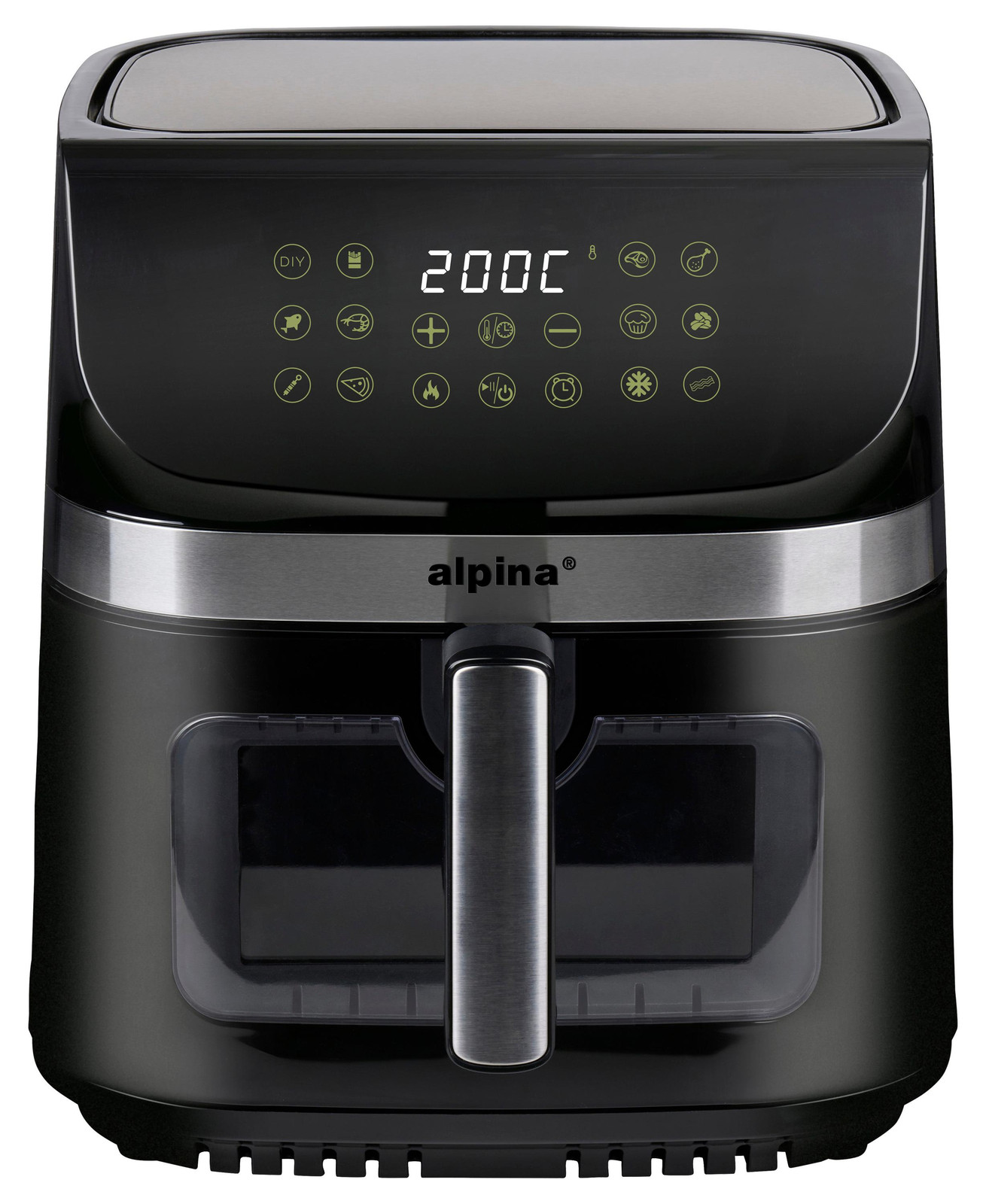 Alpina Design XXL Heteluchtfriteuse, 9 liter, 1800W, met digitale display en timer, 80-200°C