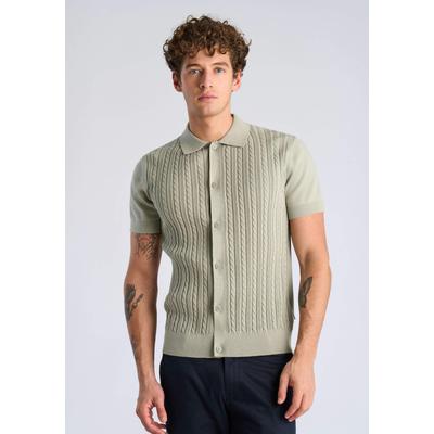 Cardigan LINDBERGH "Cardigan (Kurzarm) Relaxed Fit", Herren, Gr. S, grün (sage grün), Obermaterial: 100% Baumwolle, Strickjacken
