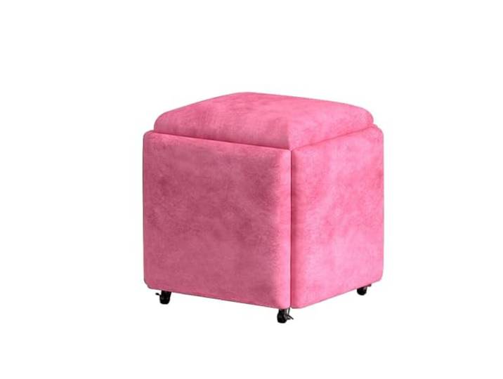 VSKXFDDB Cube Hocker 5 in 1 Multifunktionaler Hocker mit Lenkrollen Esszimmer Wohnzimmer Kleine Hocker Nestbare Aufbewahrung Kombination Fußhocker