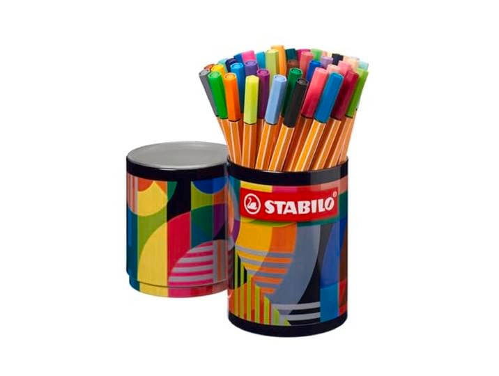 STABILO - Stylo feutre pointe fine - point 88 - Boîte métal ronde x 45 feutres fins- coloris assortis - gamme ARTY