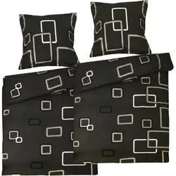 BETTWÄSCHE Noa 135x200cm + Kissenbezug 80x80cm Anthrazit Ornamente Renforcé 2er Set