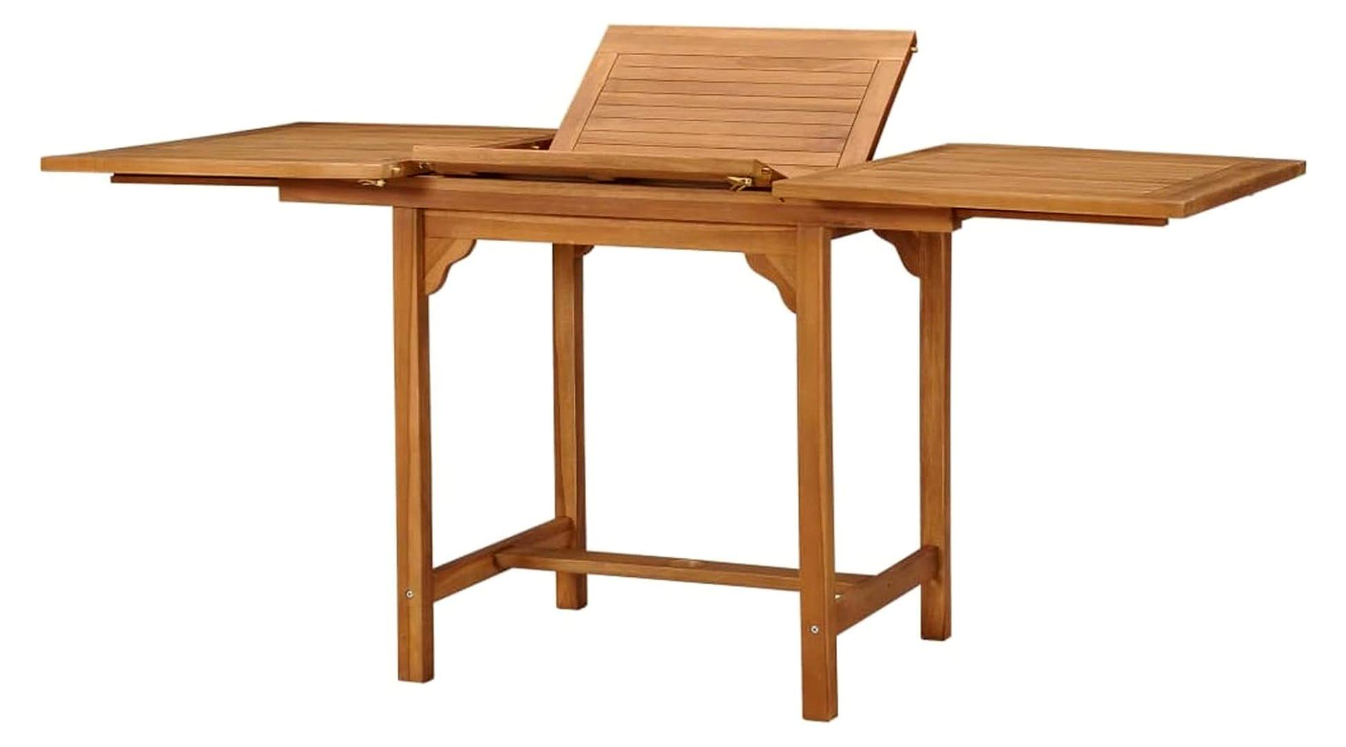 Ausziehbarer Gartentisch (110-160)x80x75 cm aus massivem Teakholz