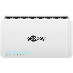 Goobay 8 Port Netzwerkverteiler, Gigabit Ethernet Switch (8 Ports), Netzwerk Switch, Silber