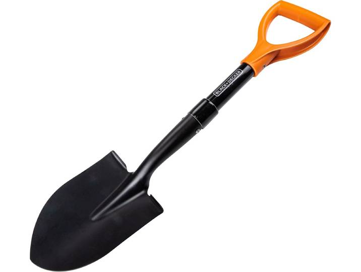 Black and Decker Schep - metaal - 65 cm - tuinschop / tuinieren / camping - kleine compacte schep