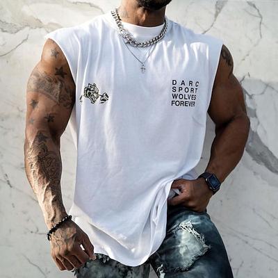 Herren Grafik Buchstabe Fitnessstudio Tank Top Weste Unterhemd Lässiger Stil Klassicher Stil Ärmellos T-Shirt Heißprägen Rundhalsausschnitt Hemd Sport Leicht Große Größen Urlaub Lässig Täglich