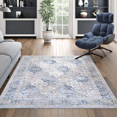 Dream Decor Rugs La Mode Floral Tile Beige- Gray Area Rug
