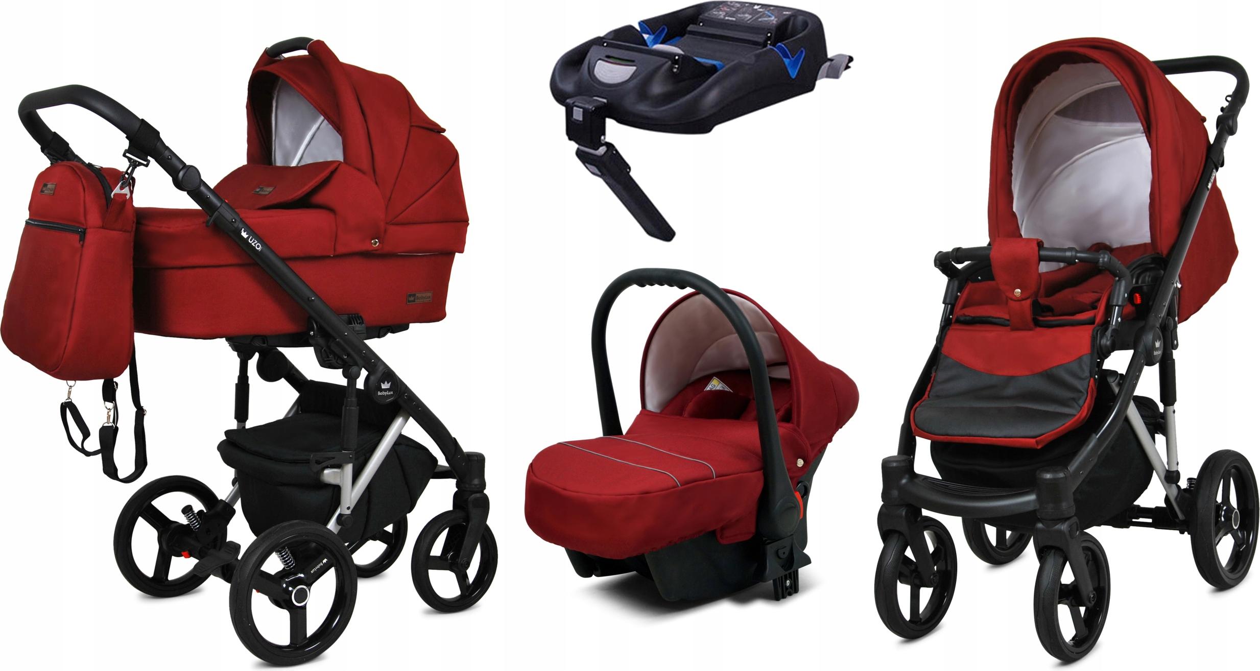 BabyLux UZO | 4in1 Kinderwagen Set | Chili | Kombikinderwagen | Kinderwagenset | Isofix-Basisst