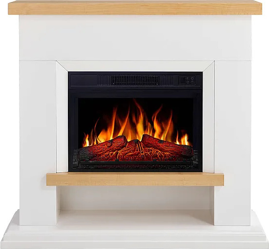 ArtiFlame Elektrokamin Shelford AF23S Elektrischer Standkamin mit Heizung 18kW realistischer 3D-Flammeneffekt LED-Beleuchtung Fernbedienung Timer Weiß