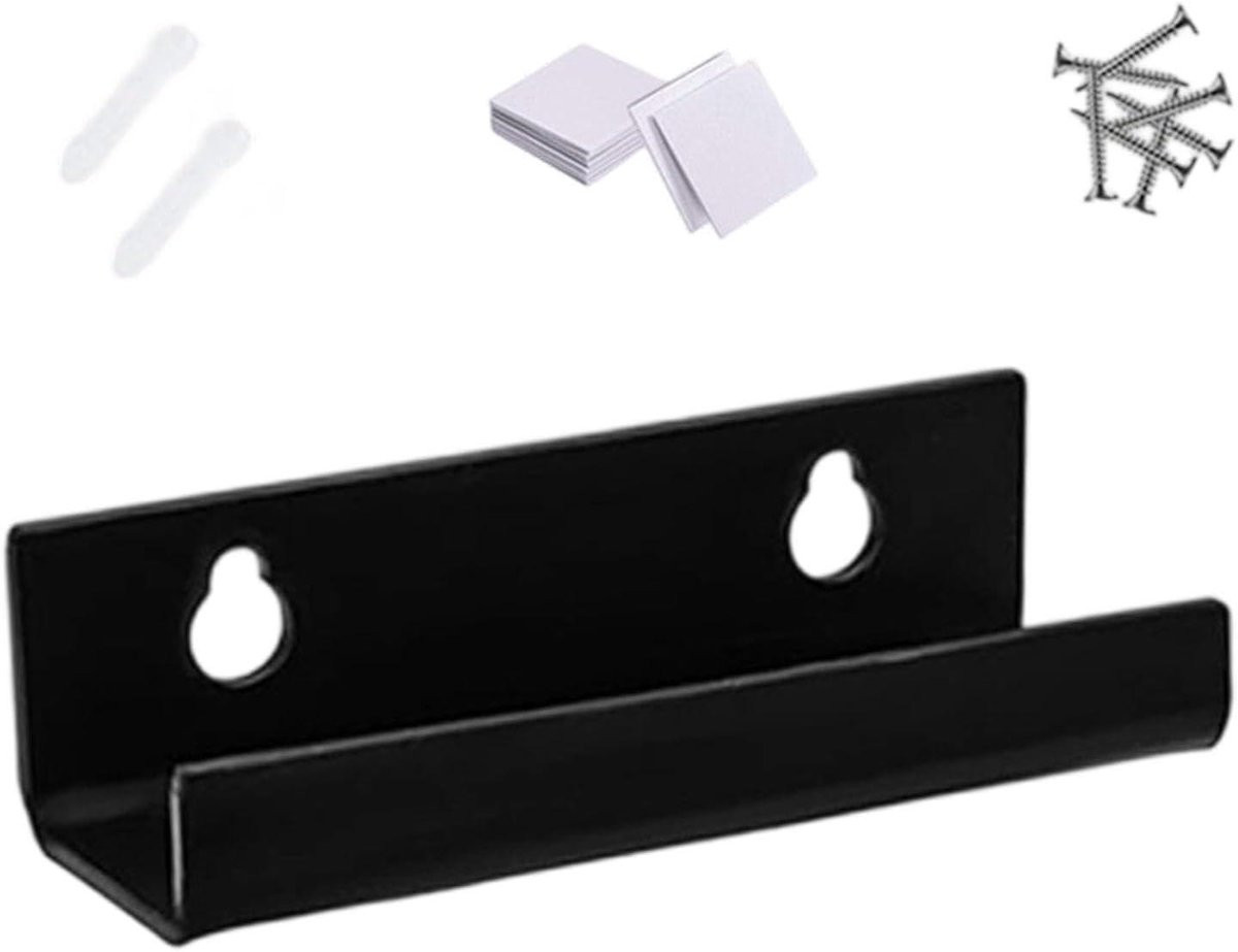 Zwart Wandrek voor Platen Display en Muziek Opslag met Transparant Frame